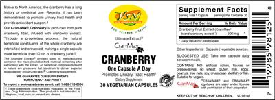 Photo of the VSN Vital Strength Nutrition Cranberry label