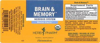 Photo of the Herb Pharm Brain & Memory label