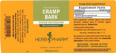 Photo of the Herb Pharm Cramp Bark label