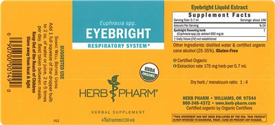 Photo of the Herb Pharm Eyebright label