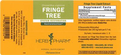 Photo of the Herb Pharm Fringe Tree label