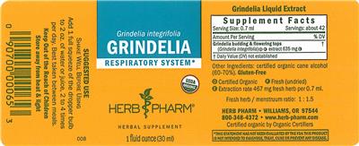 Photo of the Herb Pharm Grindelia label