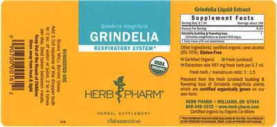 Photo of the Herb Pharm Grindelia label