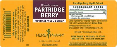 Photo of the Herb Pharm Partridge Berry label