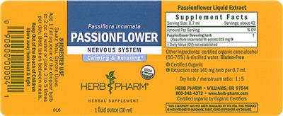 Photo of the Herb Pharm Passionflower label