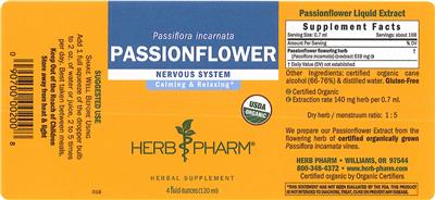 Photo of the Herb Pharm Passionflower label