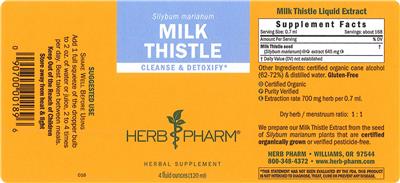 Photo of the Herb Pharm Milk Thistle label