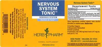 Photo of the Herb Pharm Nervous System Tonic label