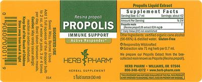Photo of the Herb Pharm Propolis label