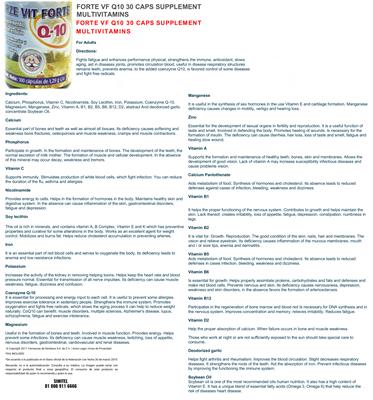 Photo of the Farmacias de Similares S.A. de C.V Forte VF Q10 label