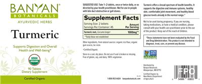 Photo of the Banyan Botanicals Turmeric label