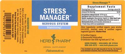 Photo of the Herb Pharm Stress Manager label