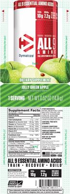 Photo of the Dymatize All9 Amino Jolly Green Apple label