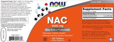 Photo of the NOW NAC 1000 mg label