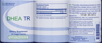Photo of the BioGenesis Nutraceuticals DHEA TR label
