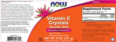 Photo of the NOW Vitamin C Crystals label