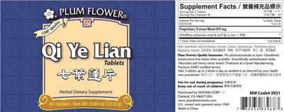 Photo of the Plum Flower Qi Ye Lian Tablets label