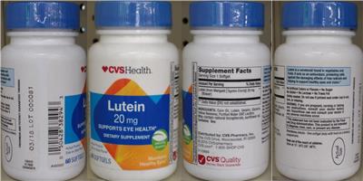 Photo of the CVS Health Lutein 20 mg label
