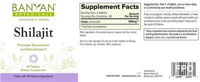 Photo of the Banyan Botanicals Shilajit label