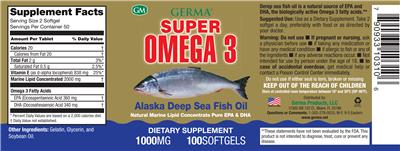 Photo of the GM Germa Super Omega 3 1000 mg label