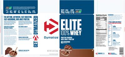 Photo of the Dymatize Elite 100% Whey Chocolate Cake Batter label