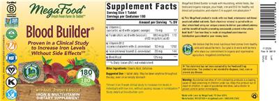 Photo of the MegaFood Blood Builder label