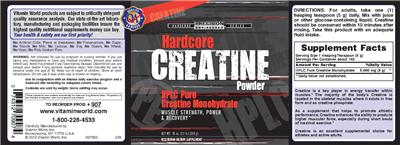 Photo of the Precision Engineered Hardcore Creatine Powder label