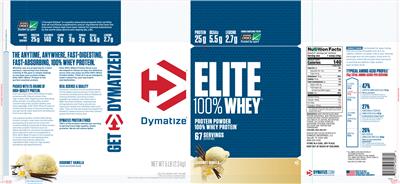 Photo of the Dymatize Elite 100% Whey Gourmet Vanilla label