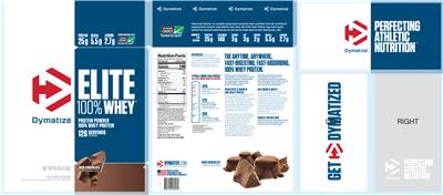 Photo of the Dymatize Elite 100% Whey Rich Chocolate label