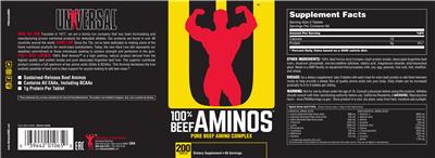 Photo of the Universal 100% Beef Aminos label