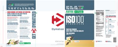 Photo of the Dymatize ISO100 Hydrolyzed Vanilla label