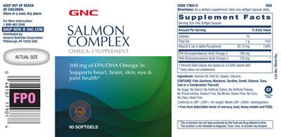 Photo of the GNC Salmon Complex label