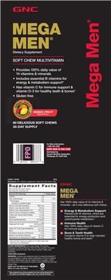 Mega Men Soft Chew Multivitamin Mixed Fruit (Label) | Dietary Supplement  Label Database (DSLD) | NIH Office of Dietary Supplements