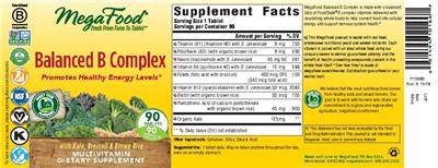 Photo of the MegaFood Balanced B Complex label