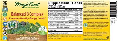 Photo of the MegaFood Balanced B Complex label