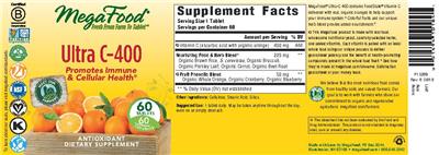 Photo of the MegaFood Ultra C-400 label