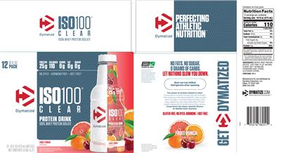 Photo of the Dymatize ISO100 Clear Fruit Punch label