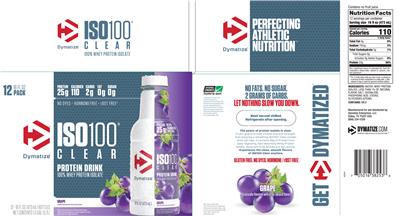 Photo of the Dymatize ISO100 Clear Grape label
