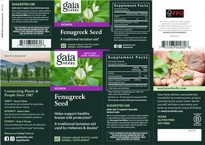 Photo of the Gaia Herbs Fenugreek Seed label