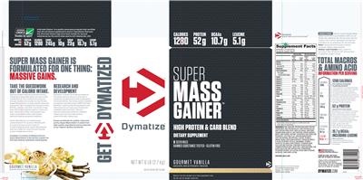 Photo of the Dymatize Super Mass Gainer Gourmet Vanilla label