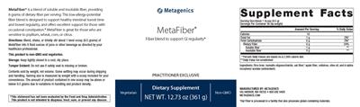 Photo of the Metagenics MetaFiber label