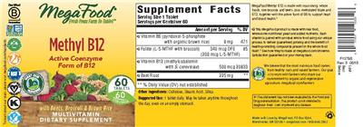 Photo of the MegaFood Methyl B12 label