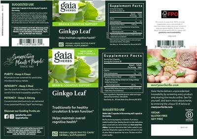 Photo of the Gaia Herbs Ginkgo Leaf label