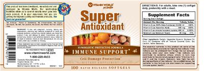 Photo of the Vitamin World Super Antioxidant label
