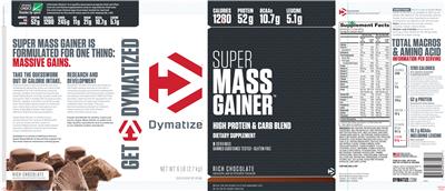 Photo of the Dymatize Super Mass Gainer Rich Chocolate label