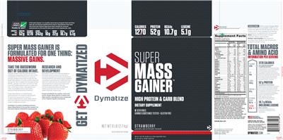 Photo of the Dymatize Super Mass Gainer Strawberry label