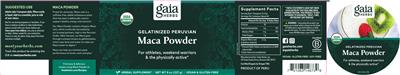 Photo of the Gaia Herbs Gelatinized Peruvian Maca Powder label