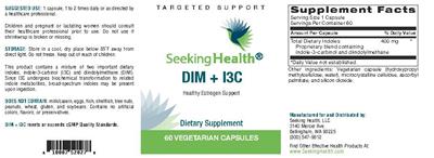 Photo of the Seeking Health DIM + I3C label