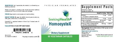 Photo of the Seeking Health HomocysteX label