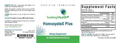 Photo of the Seeking Health HomocysteX Plus label